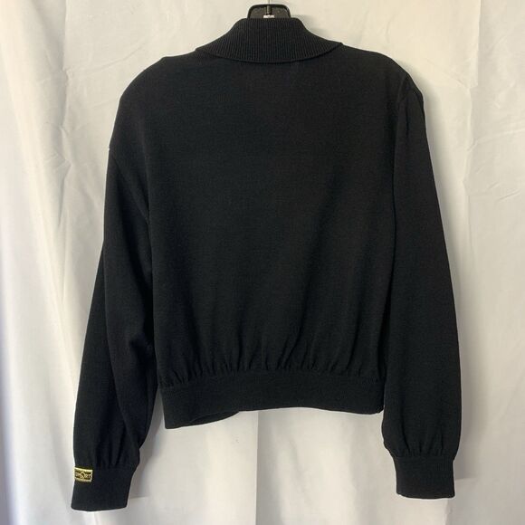 Vintage ST JOHN SPORT Marie Gray CLASSIC BLACK Full Zip WOOL KNIT SWEATER Petite - Picture 4 of 10
